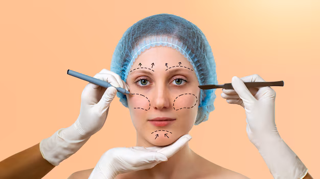 Facial plastic surgery markings and pre-operative preparation