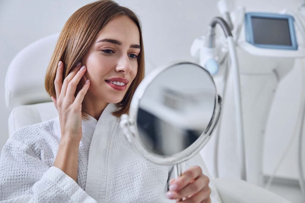 happy attractive lady posing at the photo camera i 3N5LEK3 1 1 - Cocoona Plastic Surgery Dubai